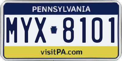 PA license plate MYX8101