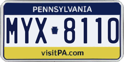 PA license plate MYX8110