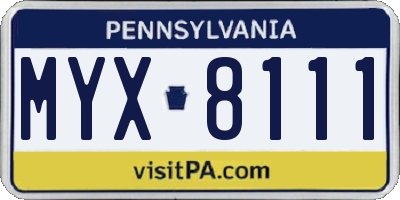 PA license plate MYX8111