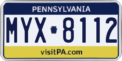 PA license plate MYX8112