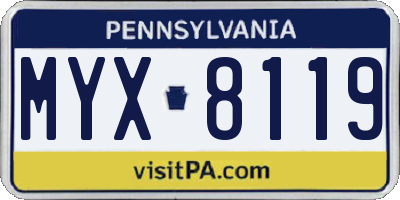 PA license plate MYX8119