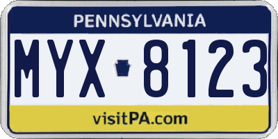 PA license plate MYX8123