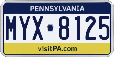 PA license plate MYX8125