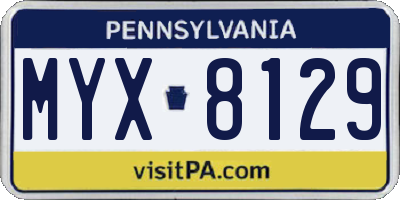 PA license plate MYX8129