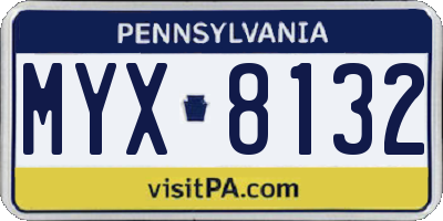 PA license plate MYX8132