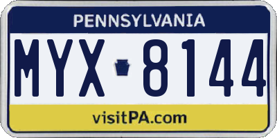 PA license plate MYX8144