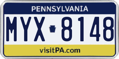 PA license plate MYX8148