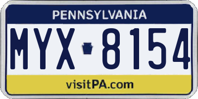 PA license plate MYX8154