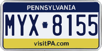 PA license plate MYX8155