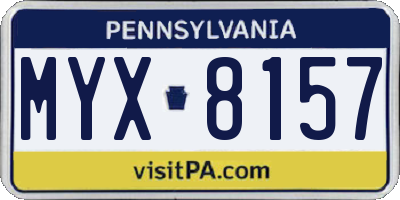 PA license plate MYX8157