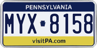 PA license plate MYX8158