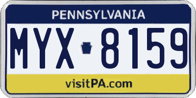 PA license plate MYX8159