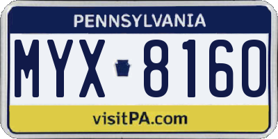PA license plate MYX8160