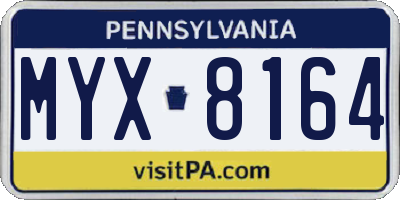 PA license plate MYX8164