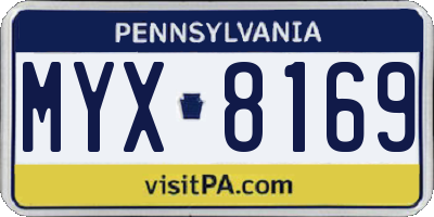 PA license plate MYX8169