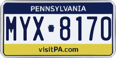 PA license plate MYX8170