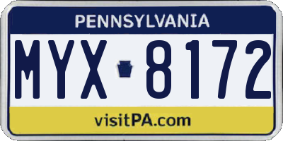 PA license plate MYX8172