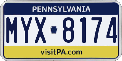 PA license plate MYX8174