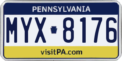 PA license plate MYX8176