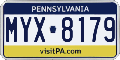 PA license plate MYX8179