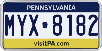 PA license plate MYX8182