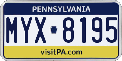 PA license plate MYX8195
