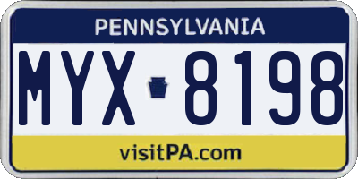 PA license plate MYX8198
