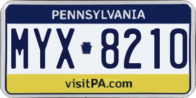 PA license plate MYX8210