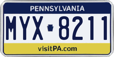PA license plate MYX8211