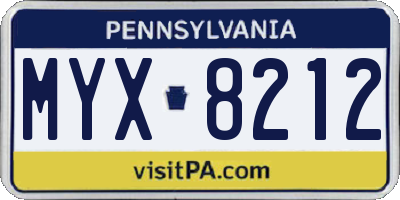 PA license plate MYX8212