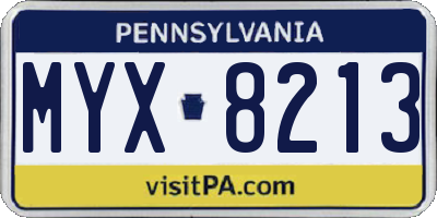 PA license plate MYX8213