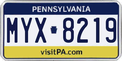PA license plate MYX8219