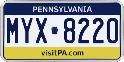 PA license plate MYX8220