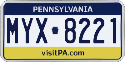 PA license plate MYX8221