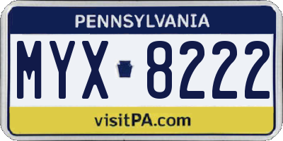 PA license plate MYX8222