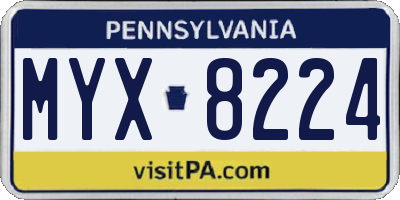 PA license plate MYX8224