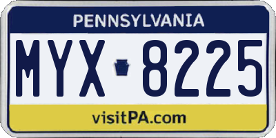 PA license plate MYX8225