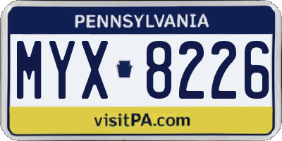 PA license plate MYX8226