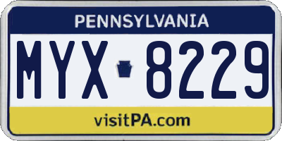 PA license plate MYX8229