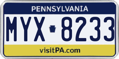 PA license plate MYX8233