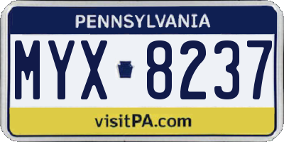 PA license plate MYX8237