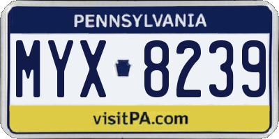 PA license plate MYX8239