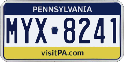 PA license plate MYX8241