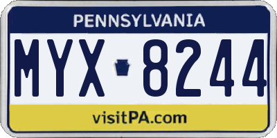 PA license plate MYX8244