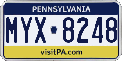 PA license plate MYX8248