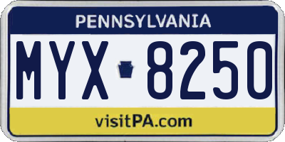 PA license plate MYX8250
