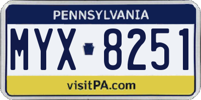PA license plate MYX8251