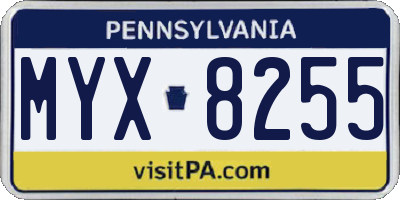 PA license plate MYX8255