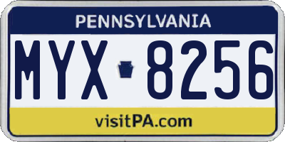 PA license plate MYX8256
