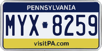 PA license plate MYX8259